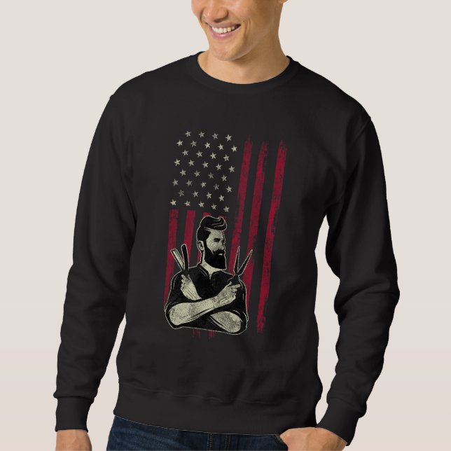 Sudadera Barber Vintage American Flag 4th Of July (Anverso)