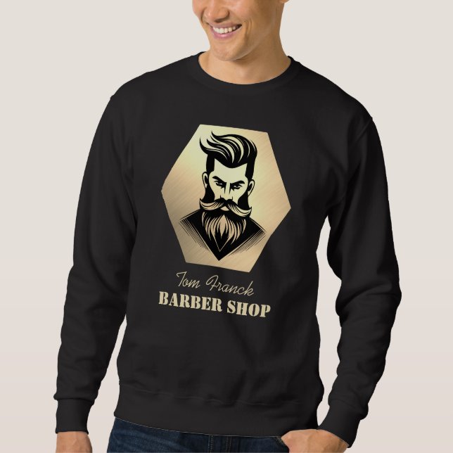 Sudadera Barbería Profesional negro y dorado (Anverso)