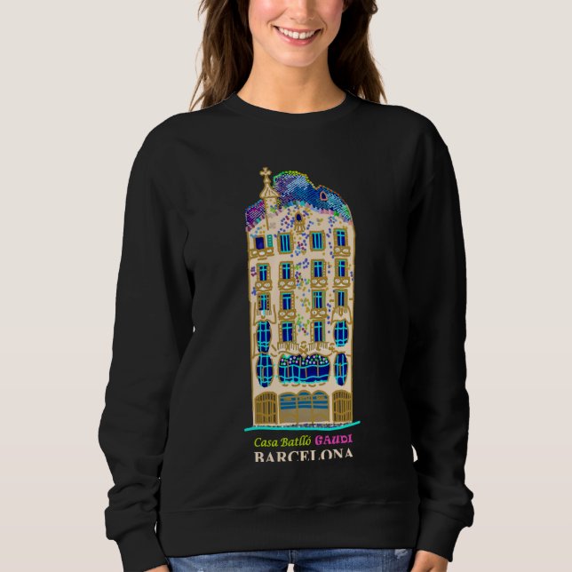 Sudadera Barcelona, dibujo a mano Gaudí Casa Batlló, España (Anverso)
