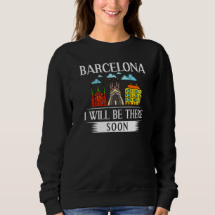 Sudadera Barcelona España Ciudad Horizonte Mapa Viajes