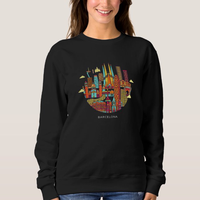 Sudadera Barcelona España - Elegante Ilustración de la ciud (Anverso)
