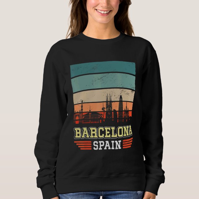 Sudadera Barcelona España Retro Vintage Sunset Skyline Barc (Anverso)