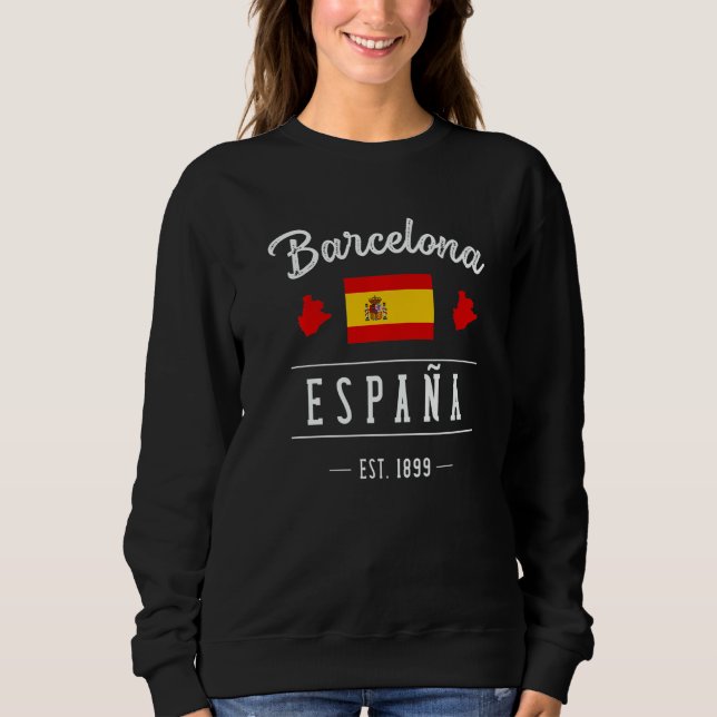 Sudadera Barcelona Espana Spain Est Souvenir Flag Map Vacat (Anverso)