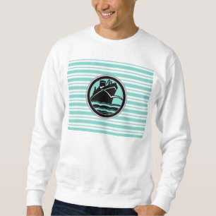 Sudadera Barco de cruceros de Lt Blue White Striped Black