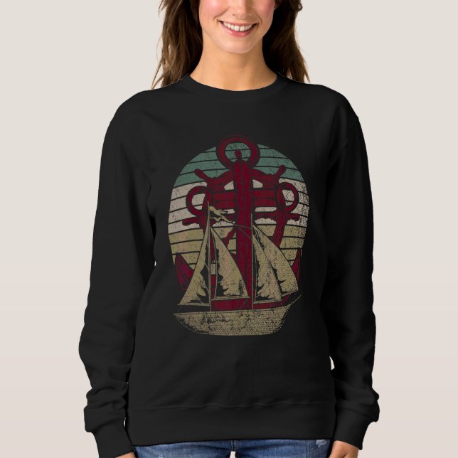 Sudadera Barco de vela retro ancla marinero capitán patrón  (Anverso)