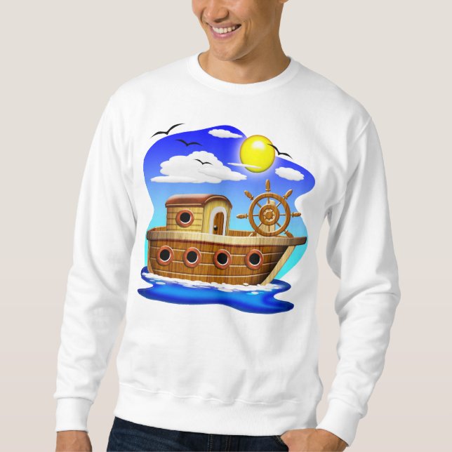 Sudadera Barco Pesquero Dibujo Animado  (Anverso)