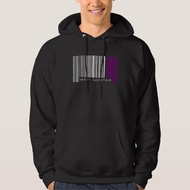 Sudadera Barcode Merry Christmas Asexual Pride Flag LGBTQ Q (Anverso)