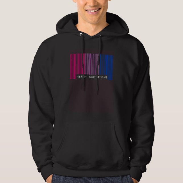 Sudadera Barcode Merry Christmas Bisexual Pride Flag LGBTQ  (Anverso)