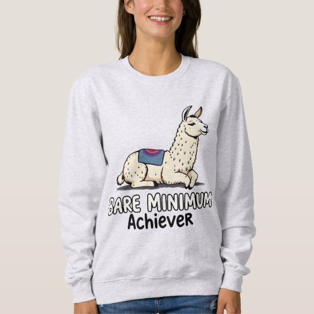Sudadera Bare Minimum Achiever Funny Llama Lazy Humor  (Anverso)