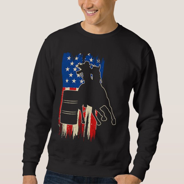 Sudadera Barrel Racer American Flag Patriotic Rodeo Barrel  (Anverso)