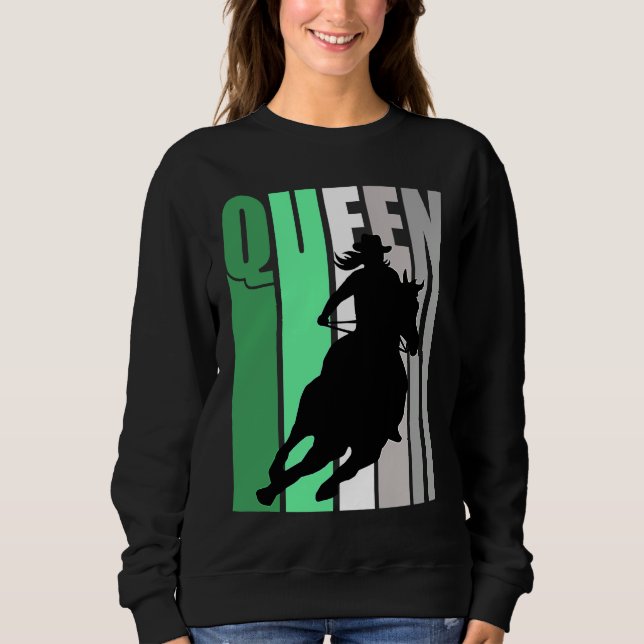 Sudadera Barrel Racing Queen Rodeo Women Cowgirls Retro Gre (Anverso)