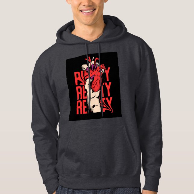 Sudadera Barrera negra con diseño de corazón y mano (Anverso)