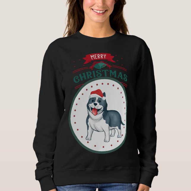 Sudadera Barrido de mano de Pitbull Cute con Chris arándano (Anverso)