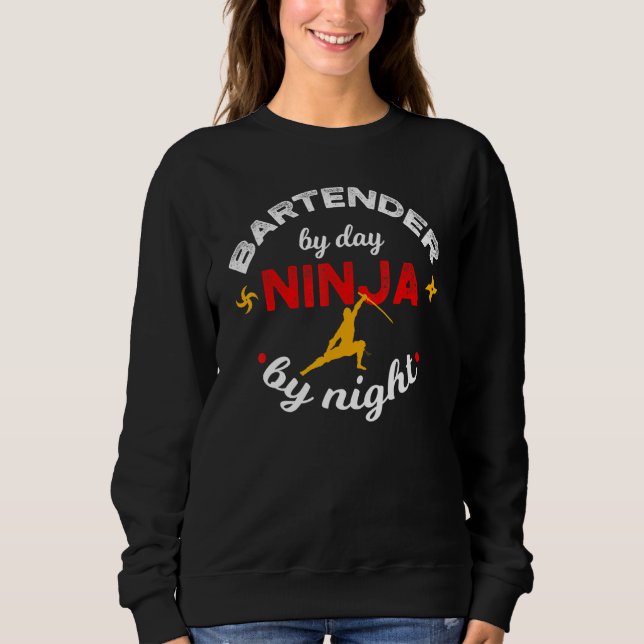 Sudadera Bartender Por Día Ninja Por Mixólogo Nocturno Cock (Anverso)