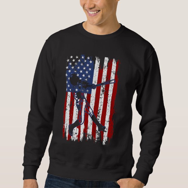 Sudadera Baseball American Flag Patriotic Catcher 4th Of Ju (Anverso)