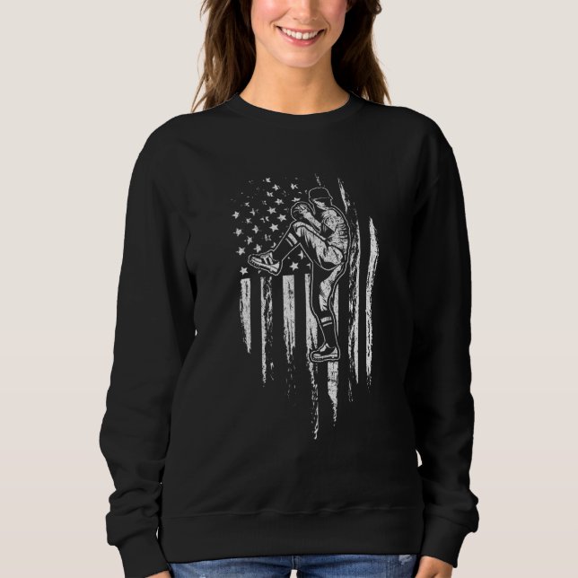 Sudadera Baseball American Flag Patriotic Catcher 4th Of Ju (Anverso)