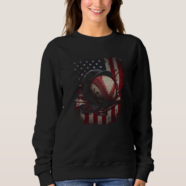 Sudadera Baseball Ball Hat US Flag Graphic Tees Men Women B (Anverso)