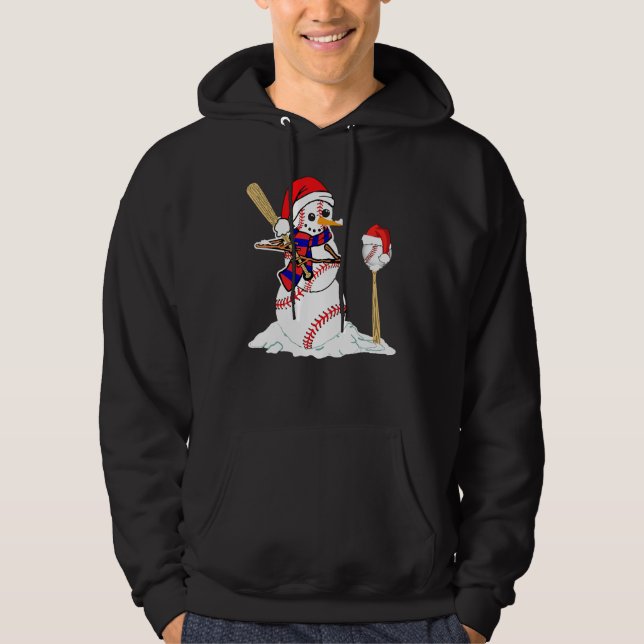 Sudadera Baseball Christmas Snowman Playing Baseball (Anverso)
