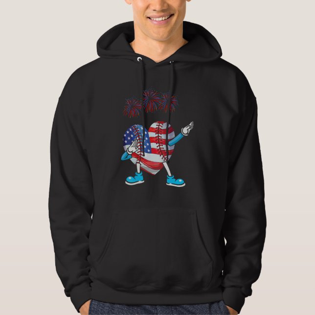 Sudadera Baseball Heart American Flag Heart 4th of July Sof (Anverso)