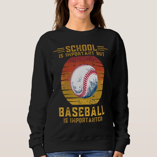 Sudadera Baseball Is Importanter Than School Sunset Retro S (Anverso)