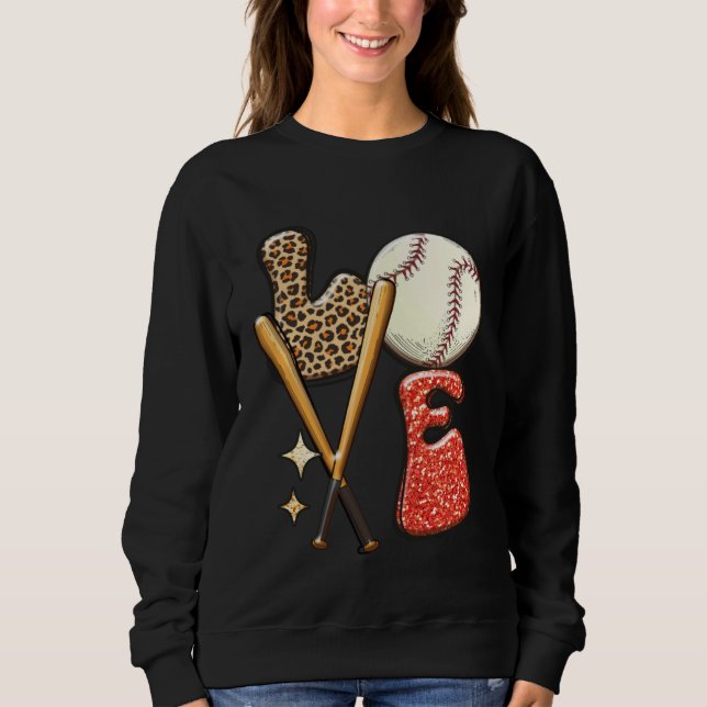 Sudadera Baseball LOVE Baller Mom Leopard Print Softball Ga (Anverso)