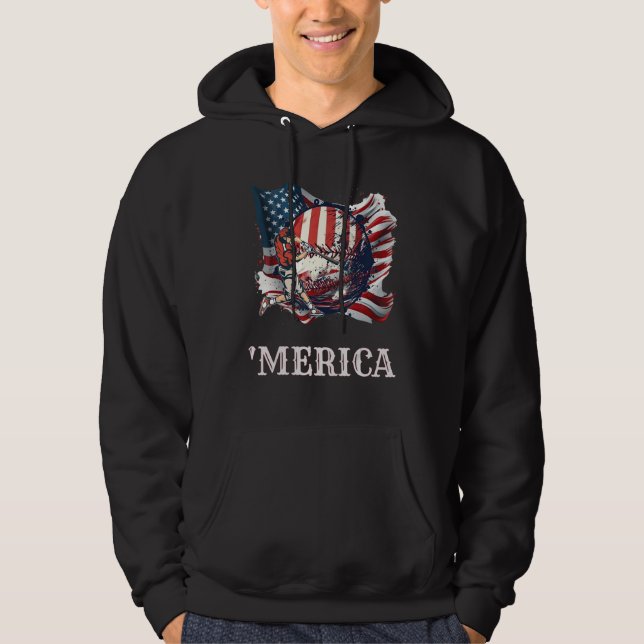 Sudadera Baseball Merica Patriotic 4th July American Flag (Anverso)