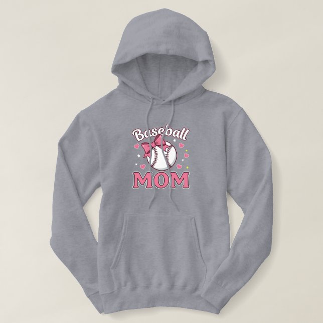 Sudadera Baseball Mom Cute Pink Bow Design (Diseño del anverso)