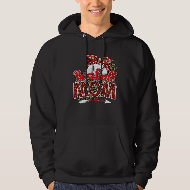 Sudadera Baseball Mom Mama Mother s Day Leopard Sport Mom M (Anverso)