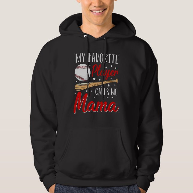 Sudadera Baseball My Favorite Player Calls Me Mama Heart Mo (Anverso)