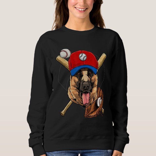 Sudadera Baseball Player Coaches German Shepherd Dog Pitche (Anverso)