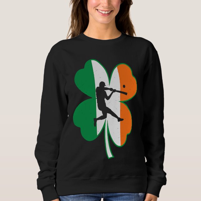 Sudadera Baseball Player Lucky Shamrock Ireland Flag St Pat (Anverso)