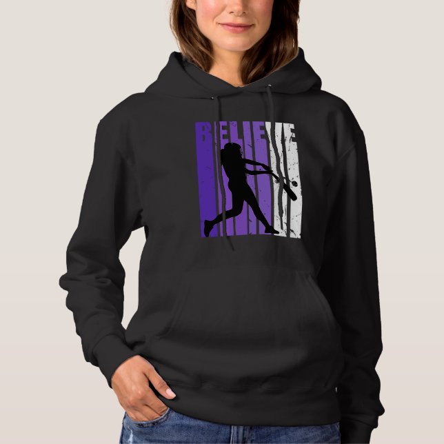 Sudadera Baseball Softball Believe Silhouette Colorful Purp (Anverso)