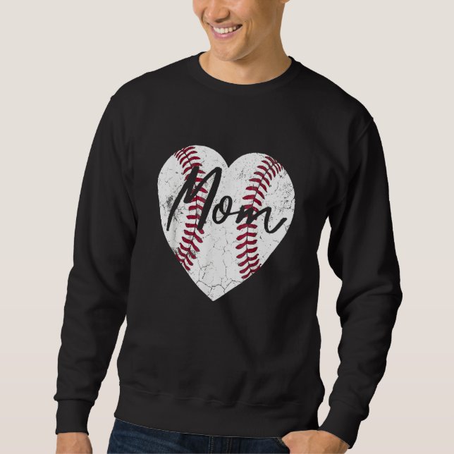 Sudadera Baseball Softball Heart Mom Mother's Day Mommy Mam (Anverso)