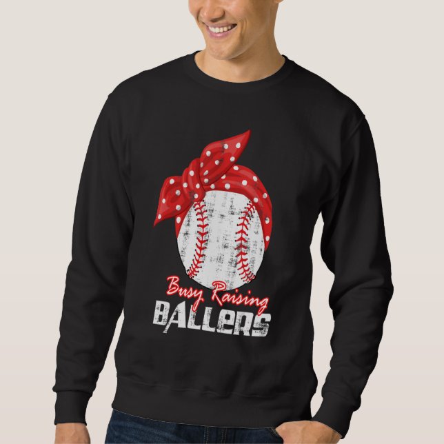 Sudadera Baseball Softball Wife Mom Busy Raising Baller (Anverso)