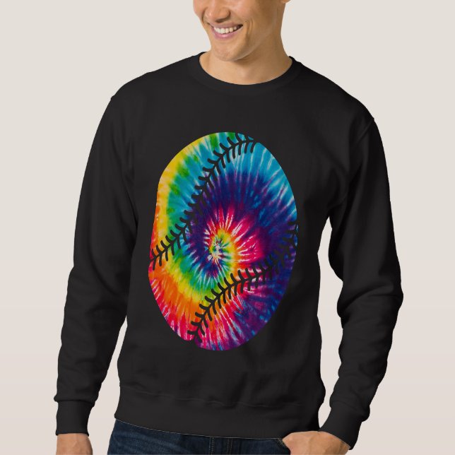 Sudadera Baseball Tie Dye Rainbow Hippie Baseball Softball  (Anverso)