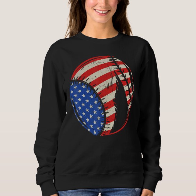 Sudadera Baseball US American Flag July 4th Patriotic Vinta (Anverso)