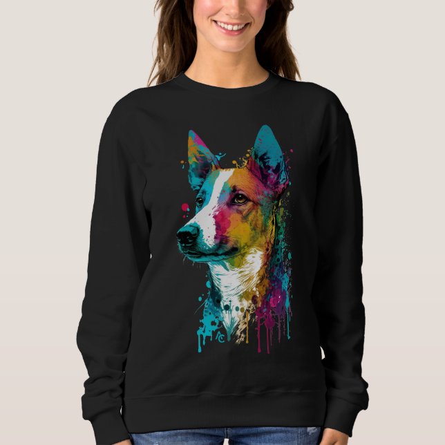 Sudadera Basenji - Graffiti Neon Ink Splash (Anverso)