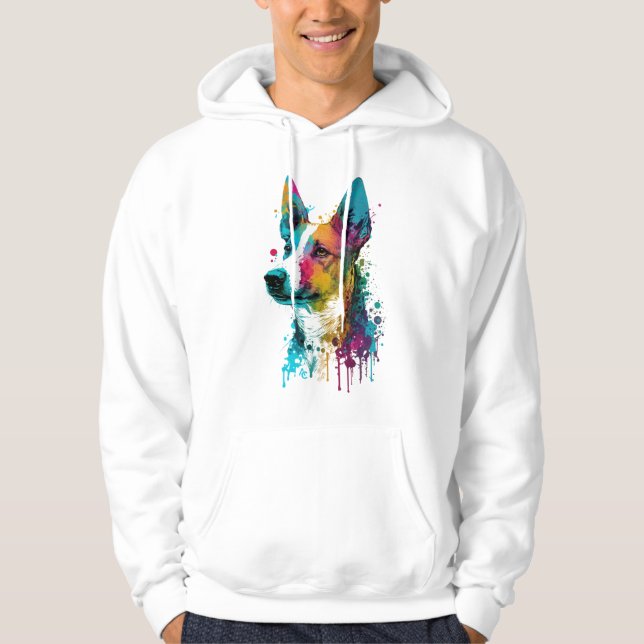 Sudadera Basenji - Graffiti Neon Ink Splash (Anverso)