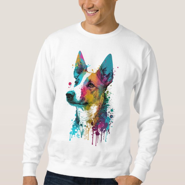 Sudadera Basenji - Graffiti Neon Ink Splash (Anverso)