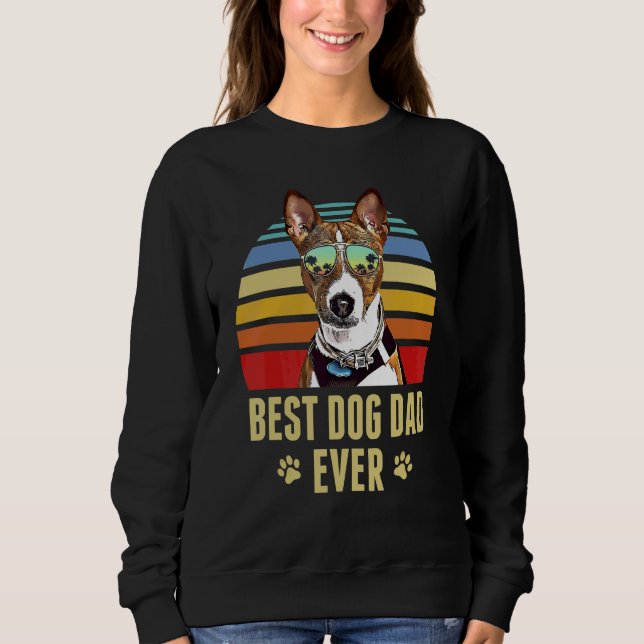 Sudadera Basenji Mejor Perro Papá Nunca Retro Sunset (Anverso)