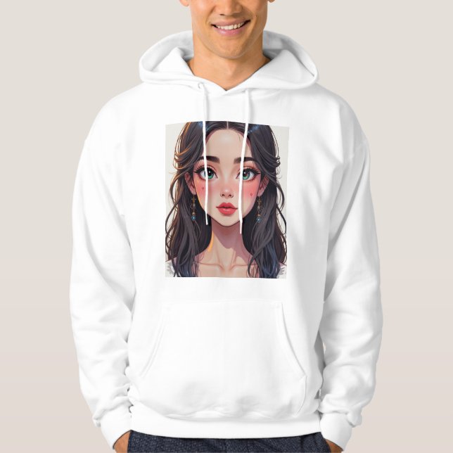 Sudadera Basic men's sweatshirt with a cartoon-style girl (Anverso)