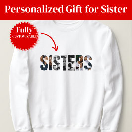 Sudadera básica de collage de fotos de hermanas
