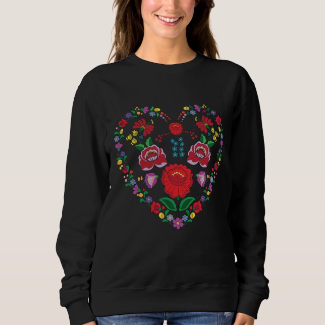 Sudadera básica de las mujeres con bordado de Kalo (Anverso)