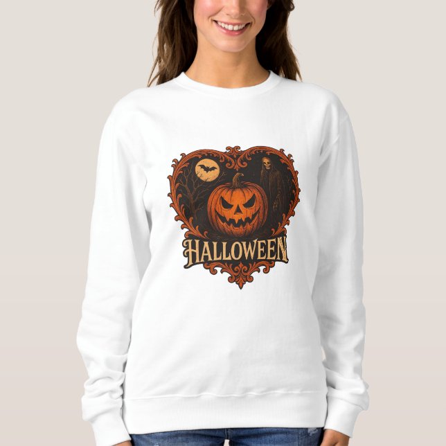 Sudadera básica de mujer con fantasma espeluznante (Anverso)