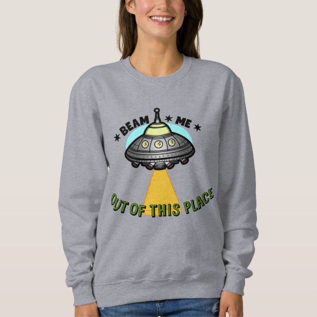 Sudadera básica de mujer con haz de nave alienígen (Anverso)