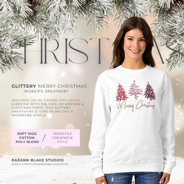 Sudadera básica Glittery Merry Christmas (Subido por el creador)