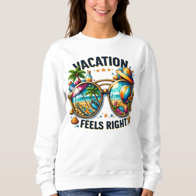 Sudadera básica para mujer Vacation Feels Right EE (Anverso)