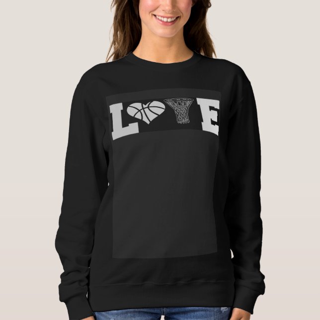 Sudadera Basketball Love with Net and Ball Heart Valentine  (Anverso)
