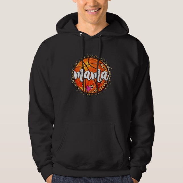 Sudadera Basketball Mama Sports Mom Leopard Basketball Moth (Anverso)
