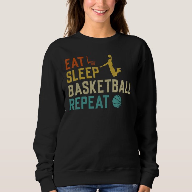 Sudadera Basketballer Sport Retro Graphic Eat Sleep Basketb (Anverso)